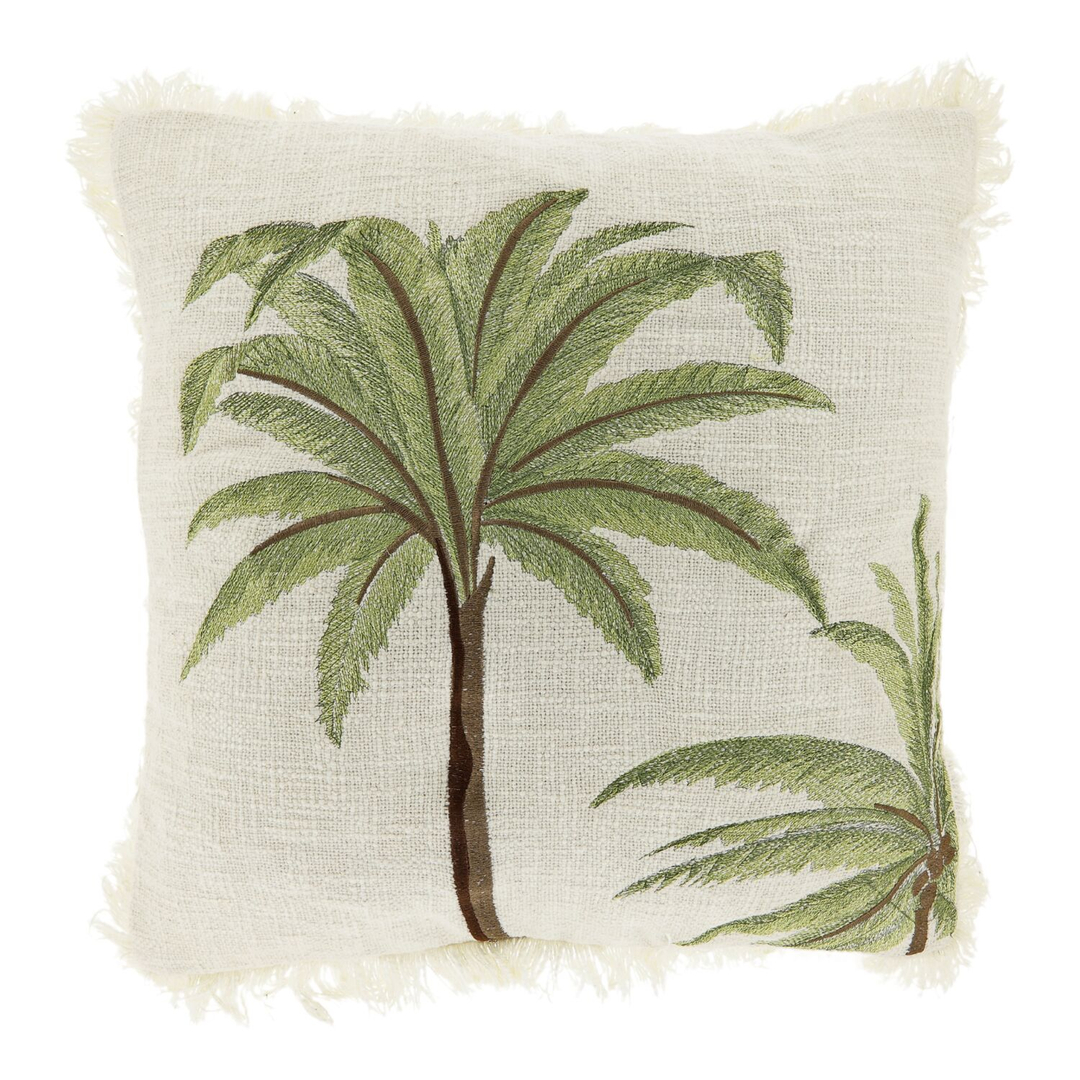 Sierkussen Antrona 45x45 cm wit palmboom