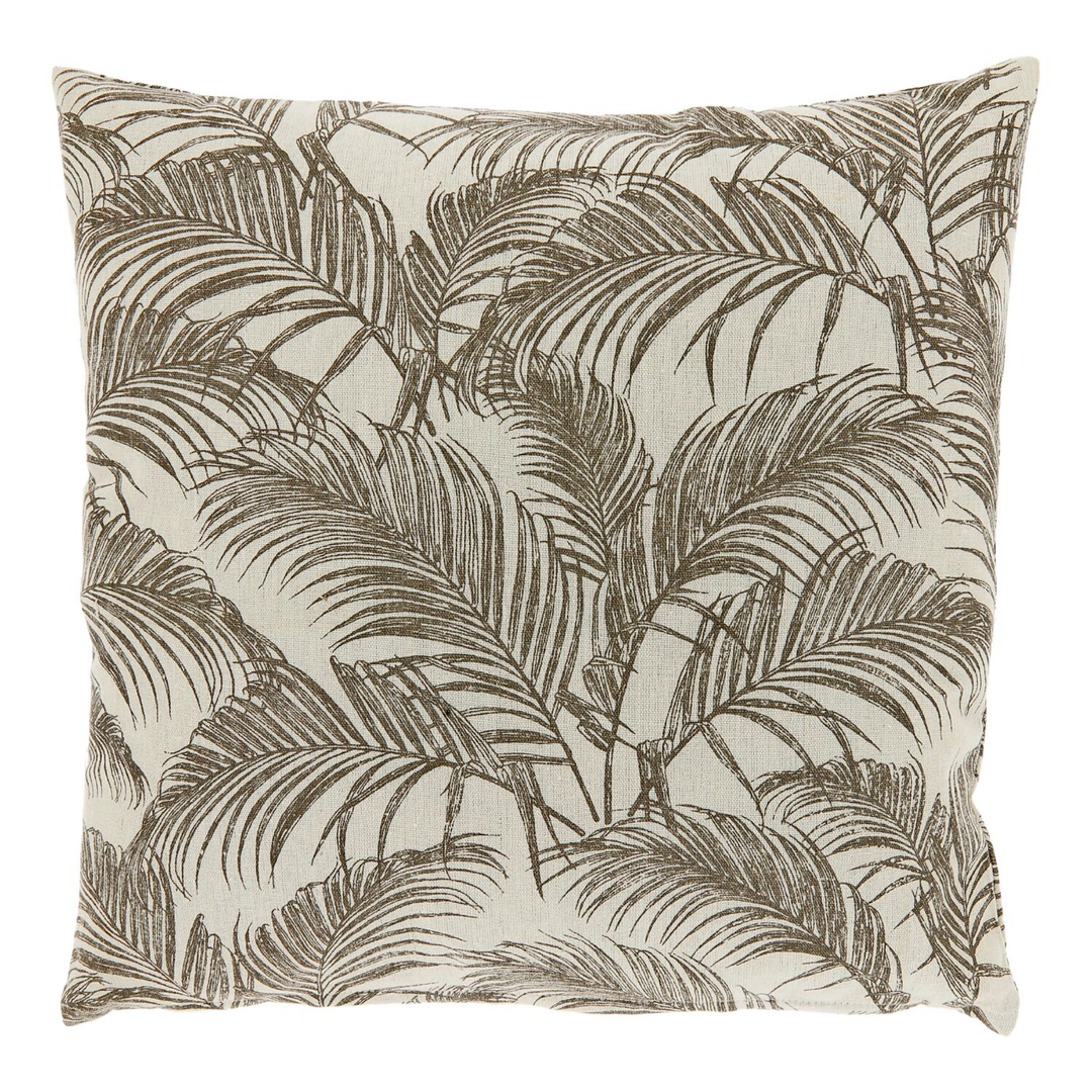 Sierkussen Canosa taupe met palmboomtakken
