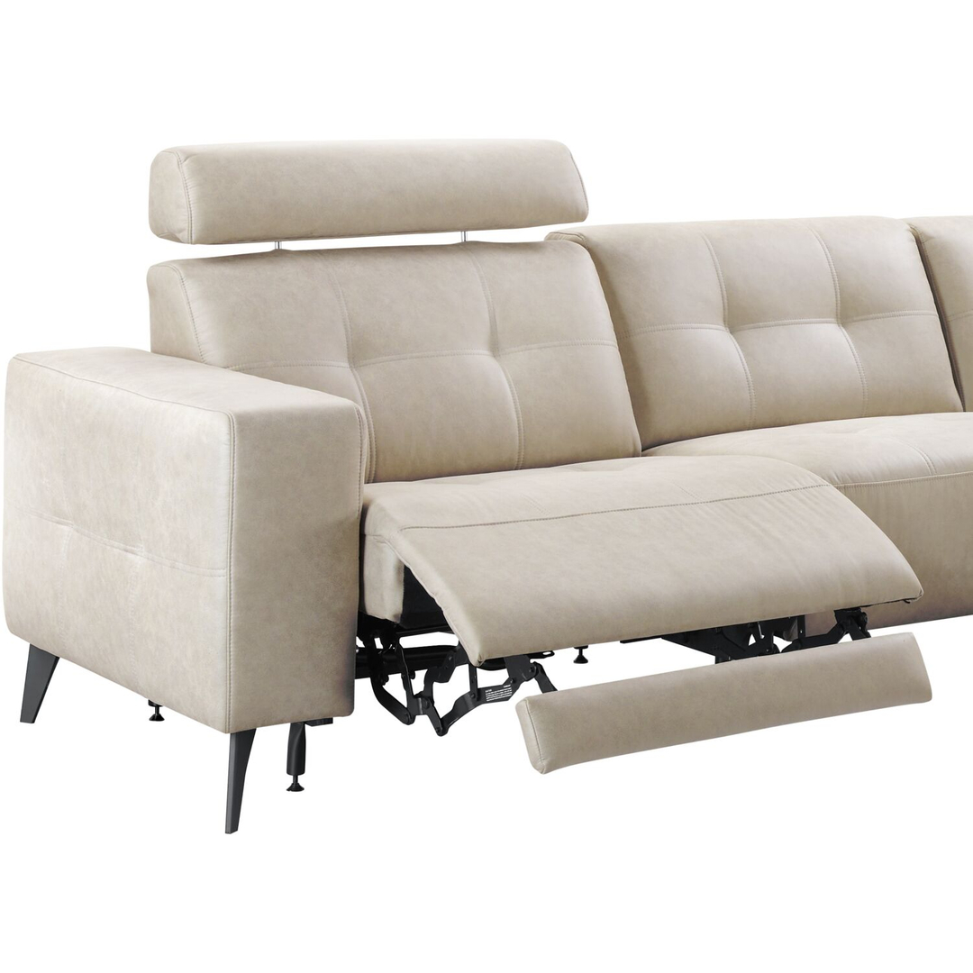 Hoekbank rechts Piorino pocketvering lichtgrijs relaxfunctie