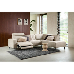 Hoekbank rechts Piorino pocketvering lichtgrijs relaxfunctie