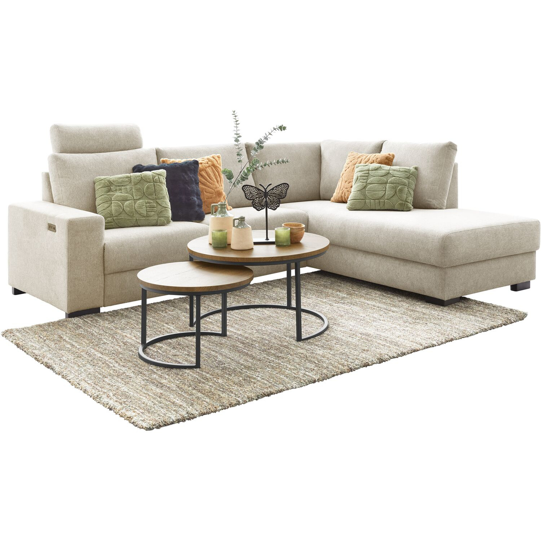 Hoekbank rechts Florance HR koudschuim beige relaxfunctie