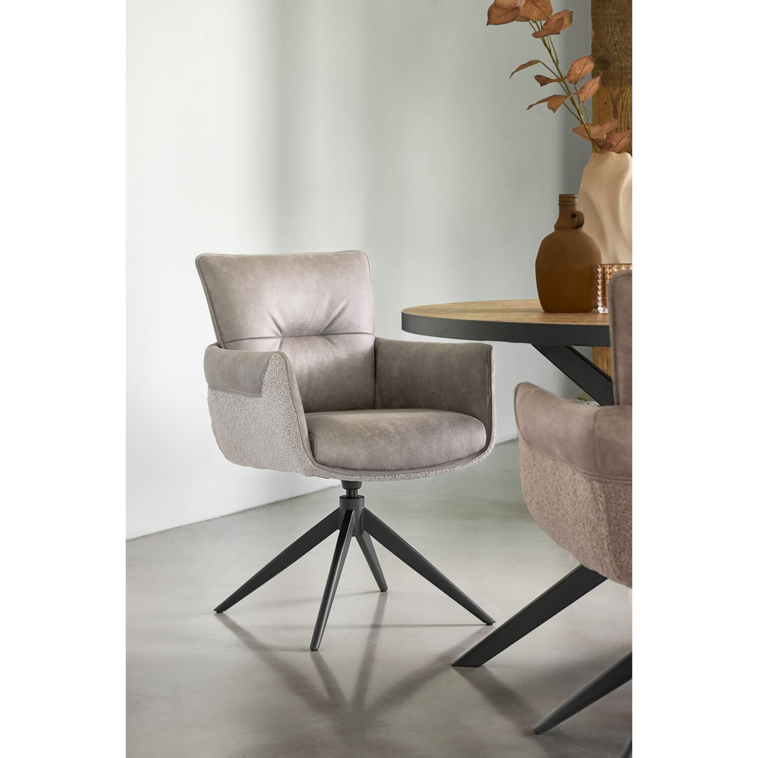 Eetkamerstoel Mirandola draaibaar microleder beige