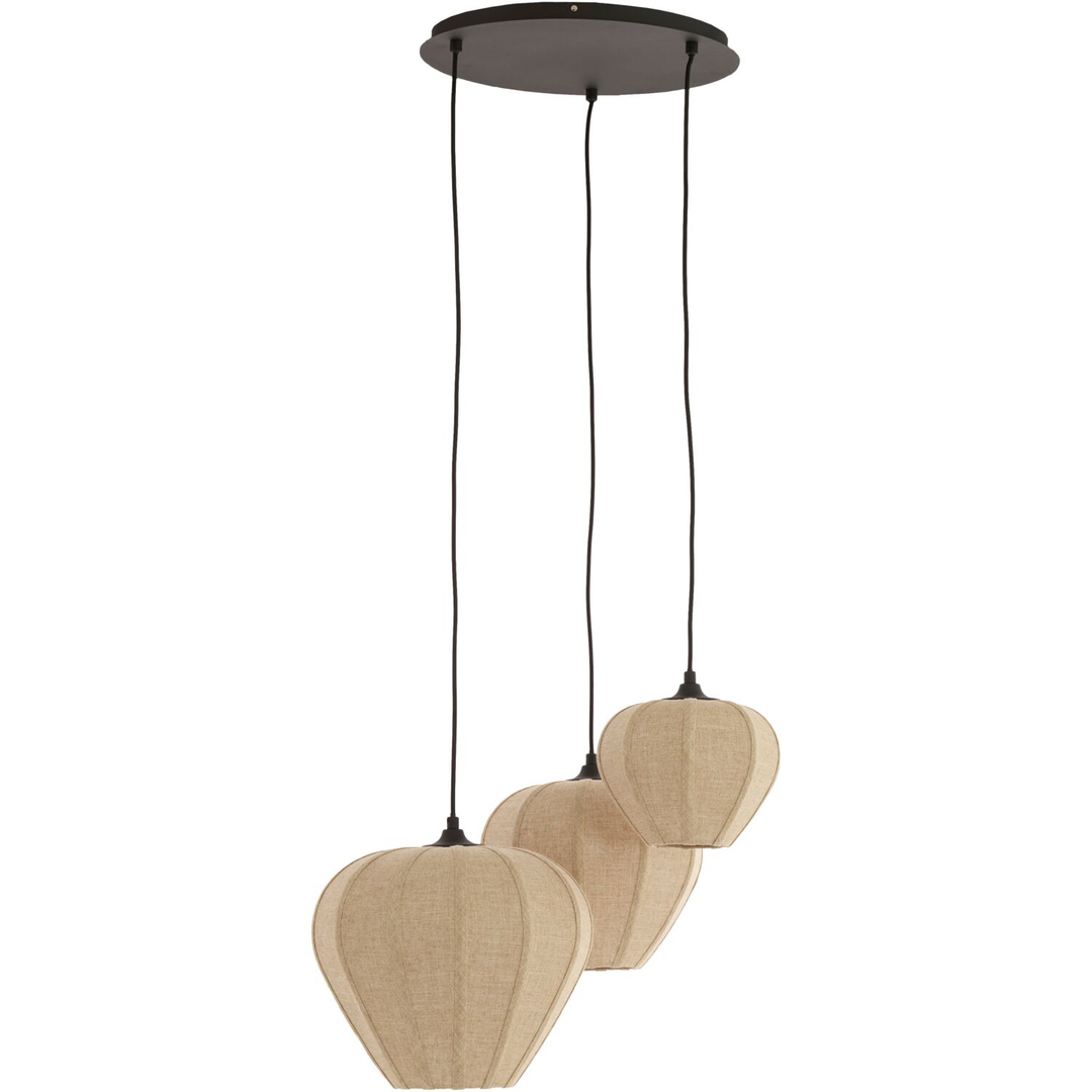 Hanglamp Moscito zwart ecru linnen 3-lichts