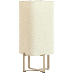 Tafellamp Focate taupe vierkant laag ecru 1-lichts
