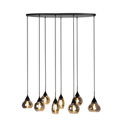 Hanglamp Lungo zwart smoke glas 8-lichts