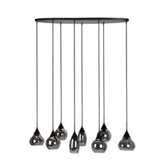 Hanglamp Lungo zwart smoke glas 8-lichts