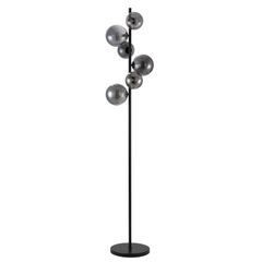 Vloerlamp Olivento zwart smoke glas 6-lichts