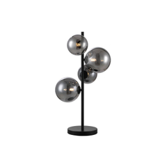 Tafellamp Olivento zwart smoke glas 4-lichts