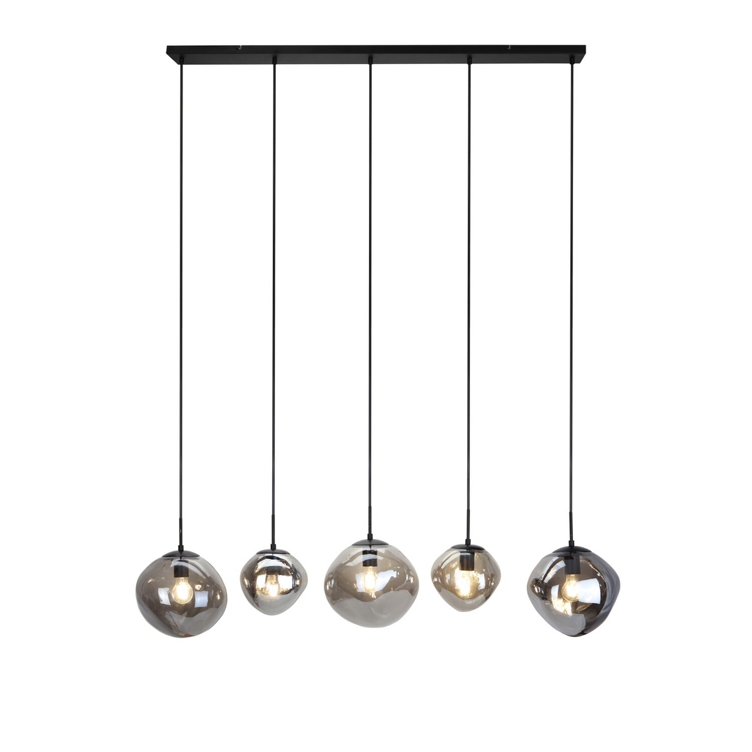 Hanglamp Macato zwart smoke glas 5-lichts