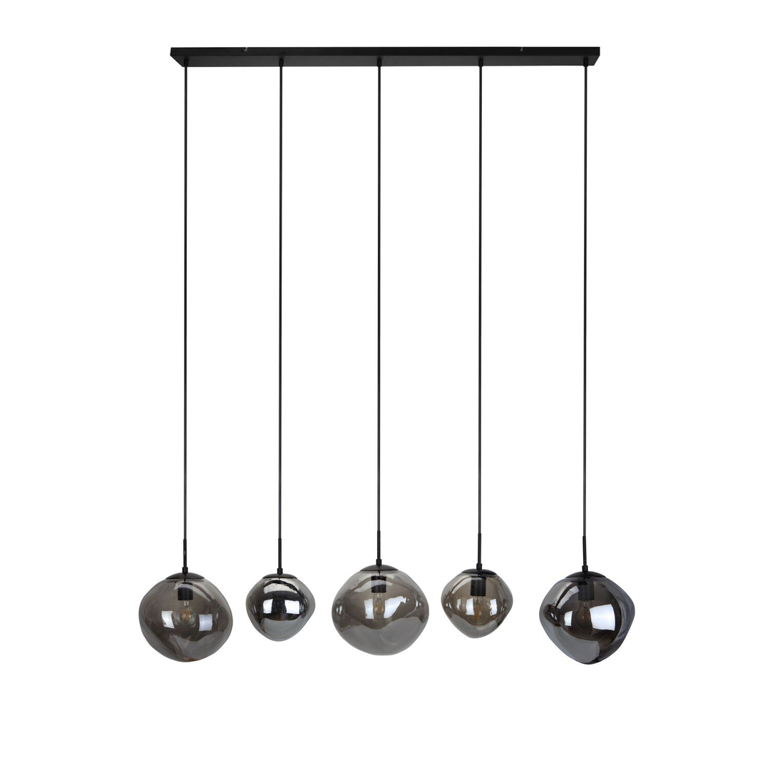 Hanglamp Macato zwart smoke glas 5-lichts