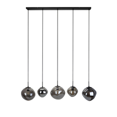 Hanglamp Macato zwart smoke glas 5-lichts