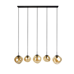 Hanglamp Macato zwart amber glas 5-lichts