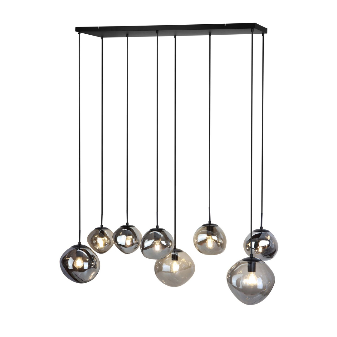 Hanglamp Macato zwart smoke glas 8-lichts