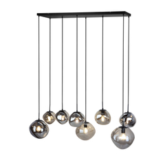 Hanglamp Macato zwart smoke glas 8-lichts