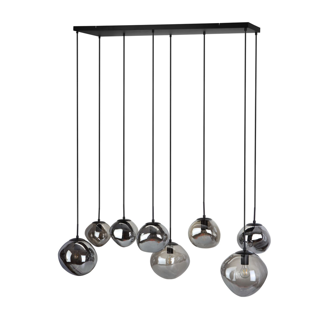 Hanglamp Macato zwart smoke glas 8-lichts