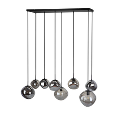 Hanglamp Macato zwart smoke glas 8-lichts