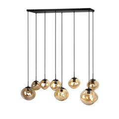 Hanglamp Macato zwart amber glas 8-lichts