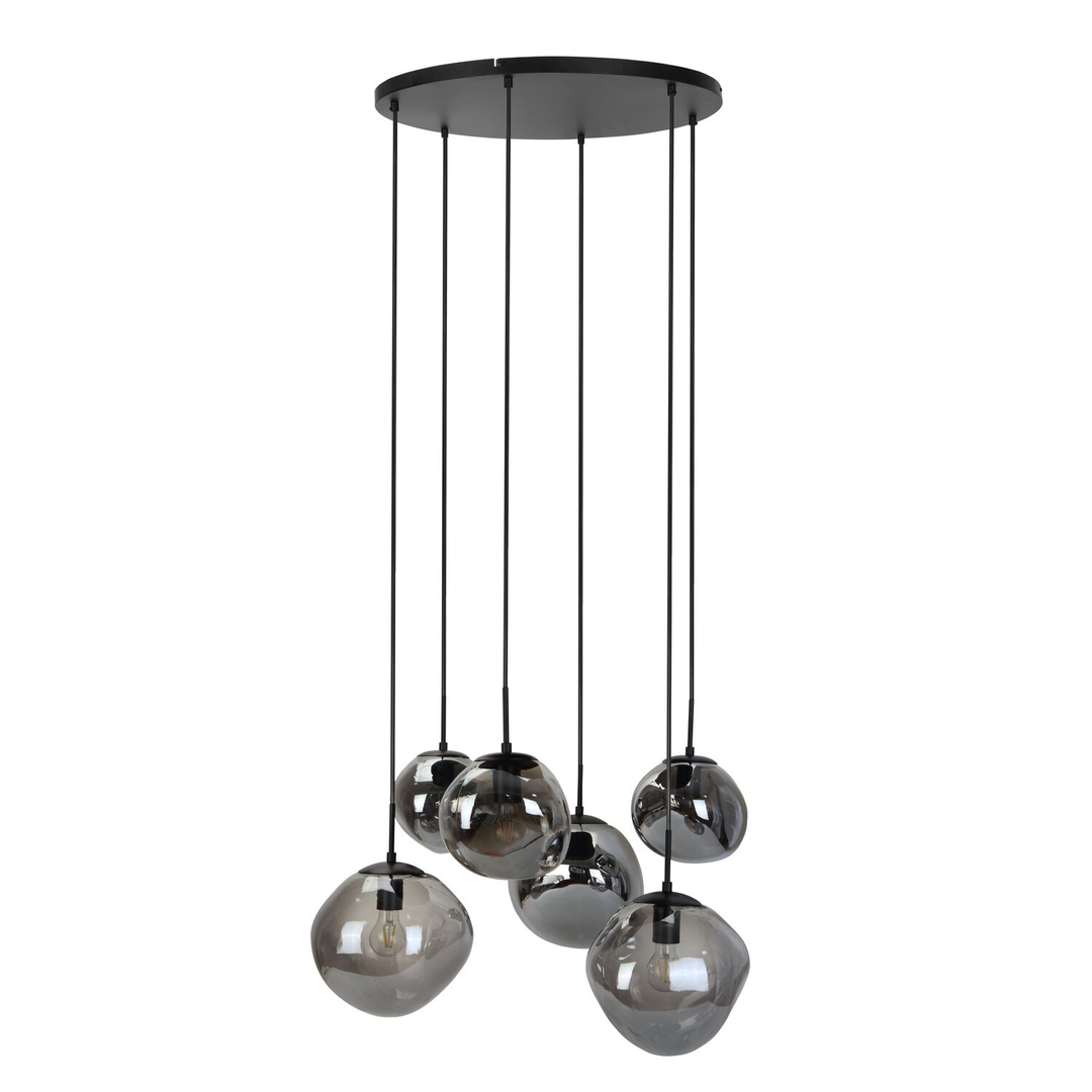 Hanglamp Macato zwart smoke glas 6-lichts