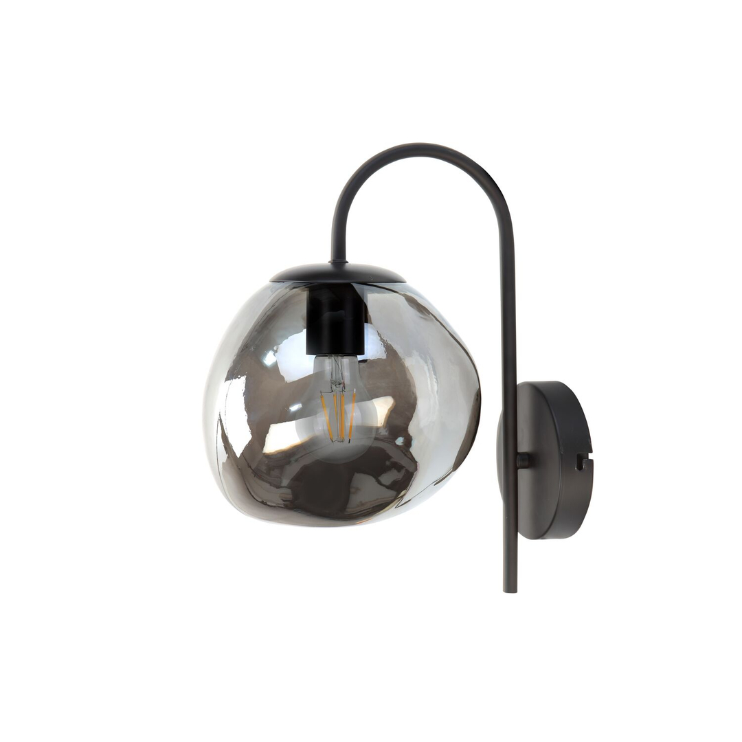 Wandlamp Macato zwart smoke glas 1-lichts