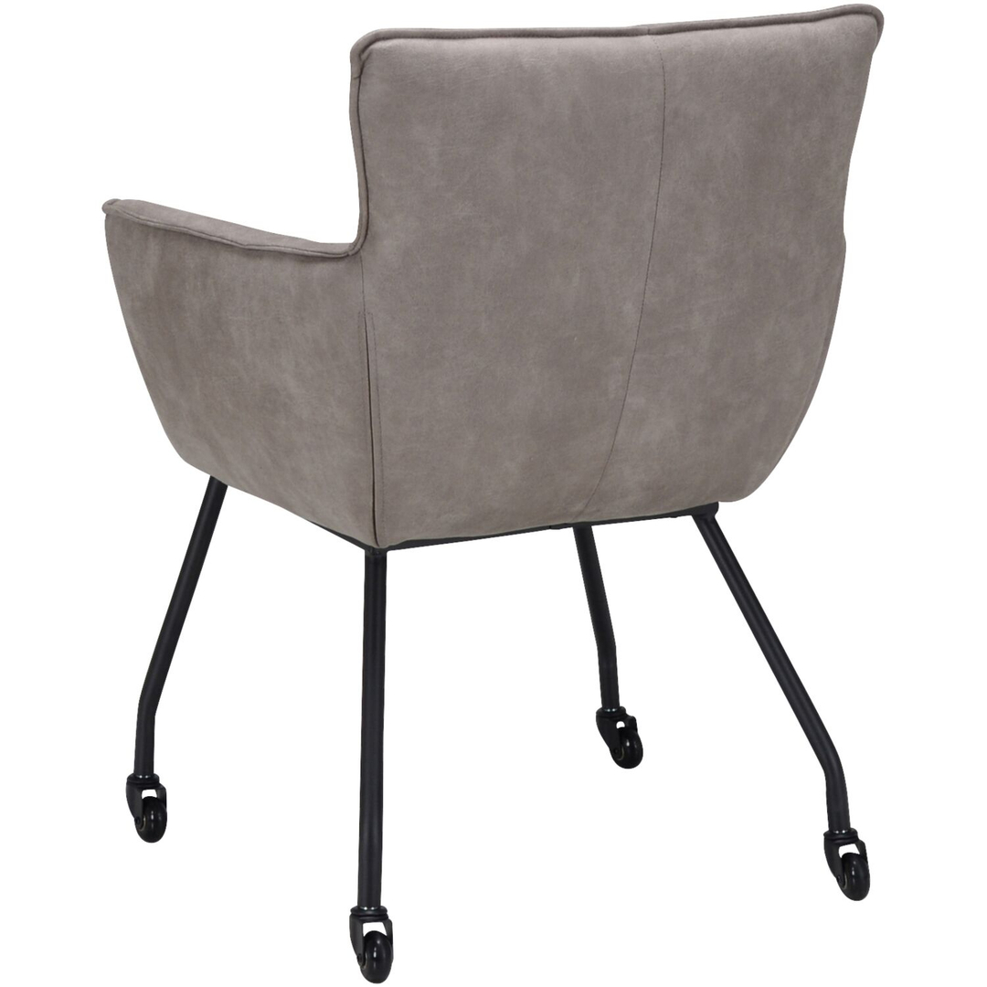 Eetkamerstoel Novile microleder beige met wiel
