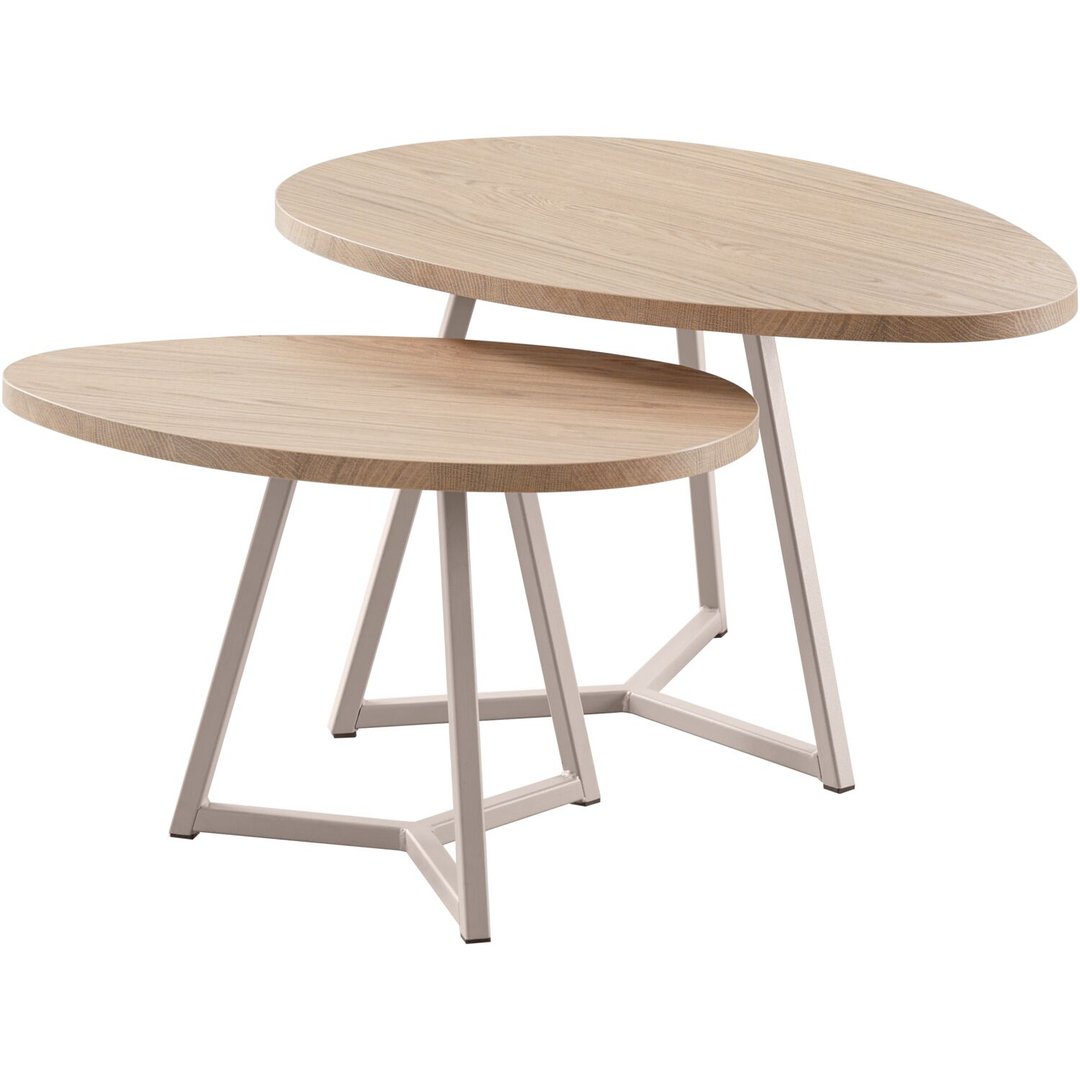 Salontafelset Locarnio 61 en 80 cm organisch misty oak
