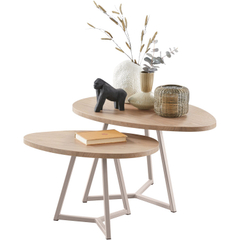 Salontafelset Locarnio 61 en 80 cm organisch misty oak