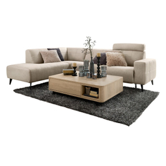 Hoekbank links Piorino pocketvering lichtgrijs relaxfunctie