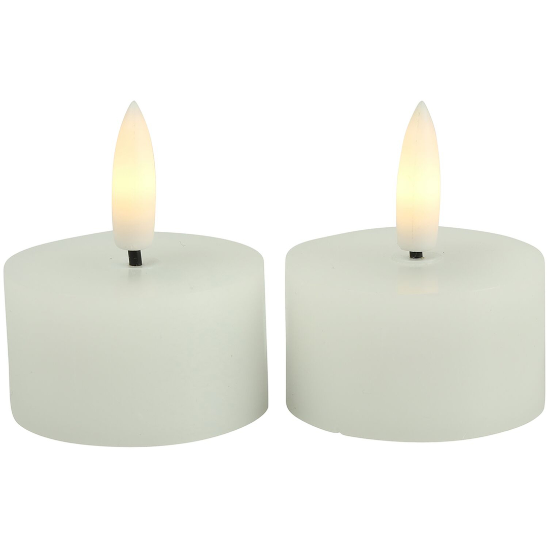 Theelicht Benevento LED wit 4 cm rond set van 2