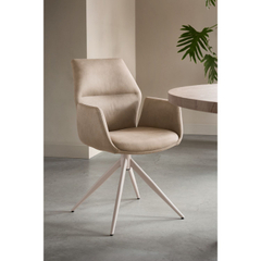 Eetkamerstoel Faido microvezel taupe poot grijs