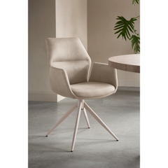 Eetkamerstoel Faido microvezel beige poot grijs