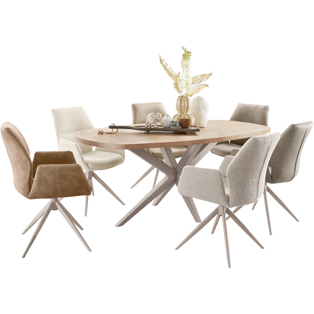 Eetkamerstoel Faido microvezel beige poot grijs
