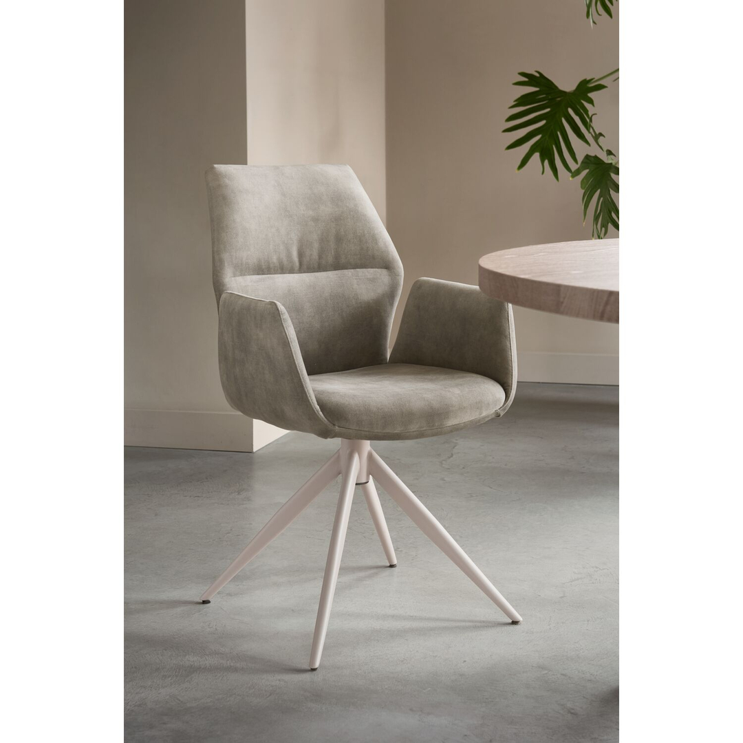 Eetkamerstoel Faido velvet beige poot grijs