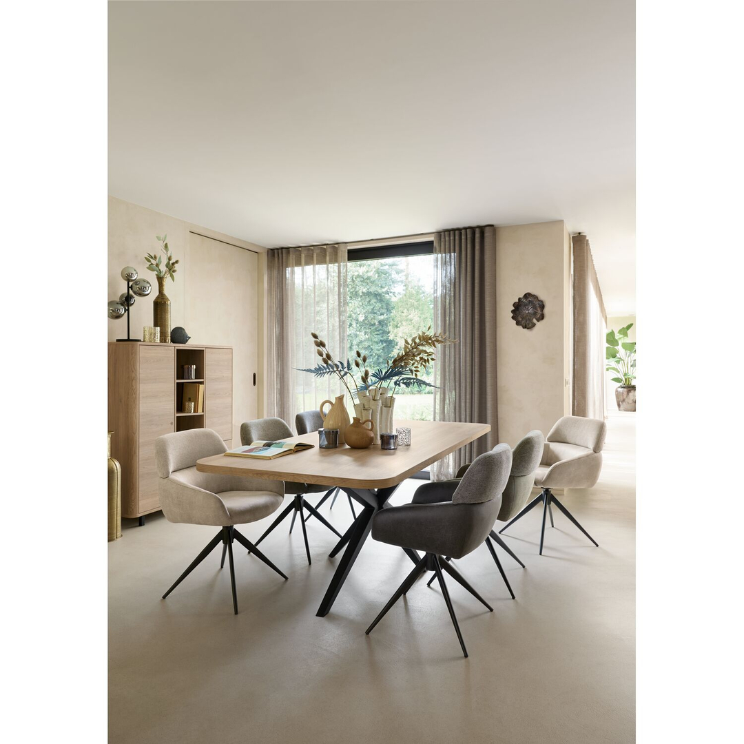 Eetkamerstoel Veda draaibaar microvezel beige