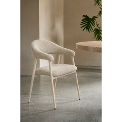 Eetkamerstoel Dioso bouclé naturel poot taupe