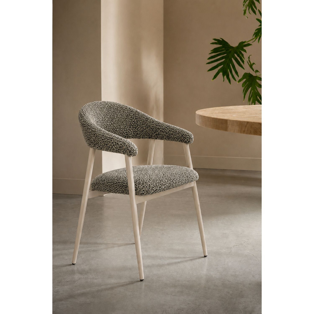 Eetkamerstoel Dioso bouclé taupe poot taupe