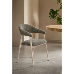 Eetkamerstoel Dioso bouclé taupe poot taupe