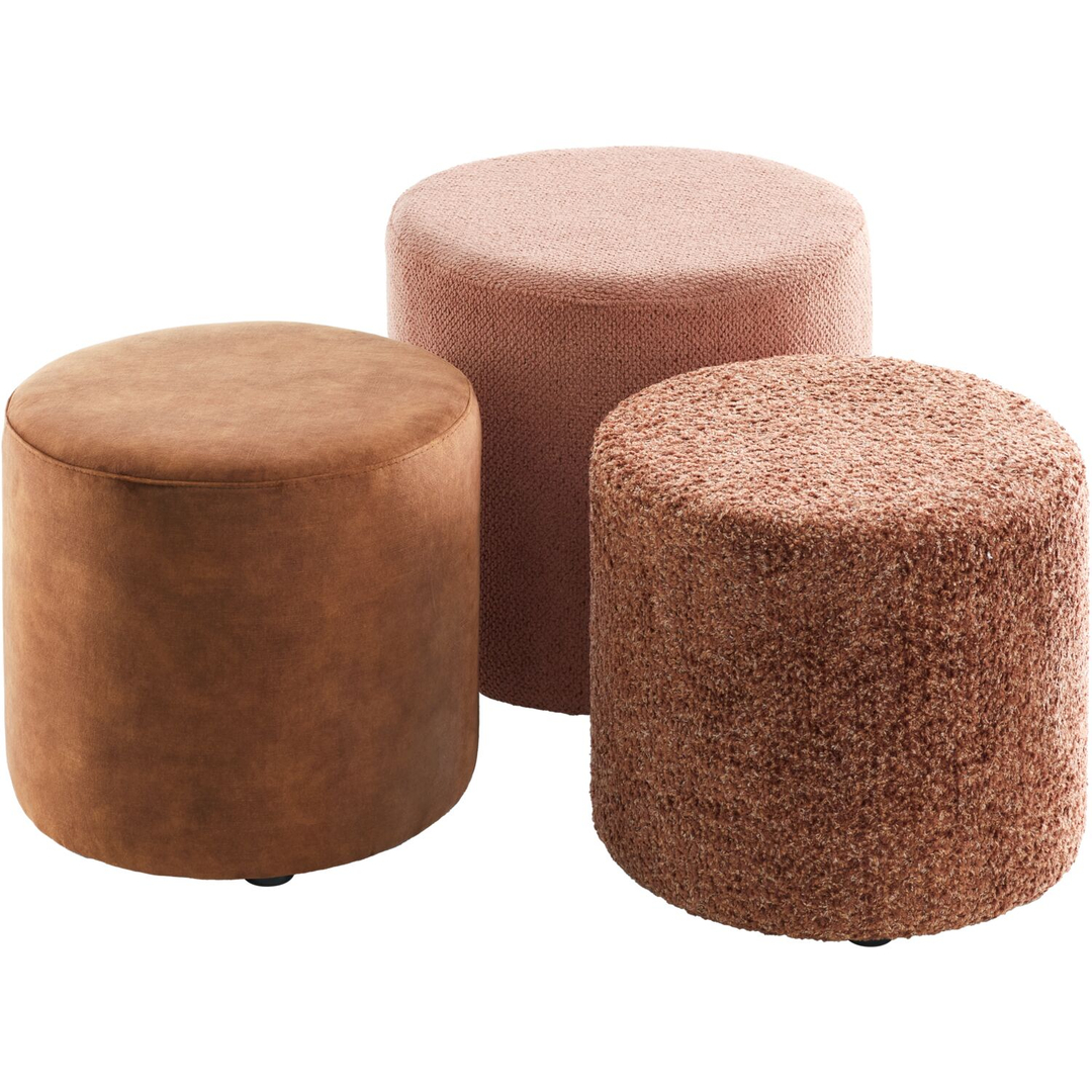 Poef Roby 40 cm velvet bruin rond