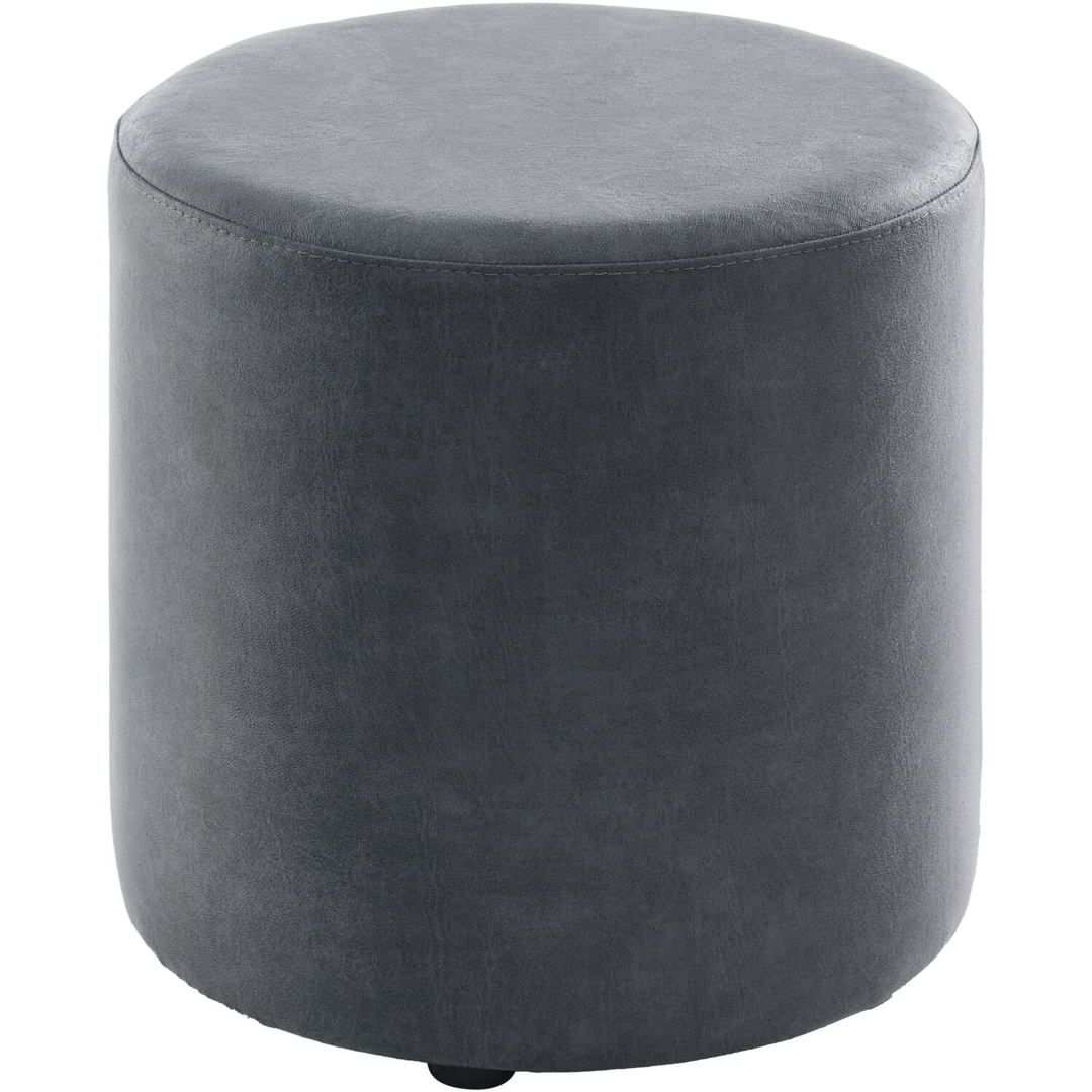 Poef Roby 45 cm microleder donkerblauw rond
