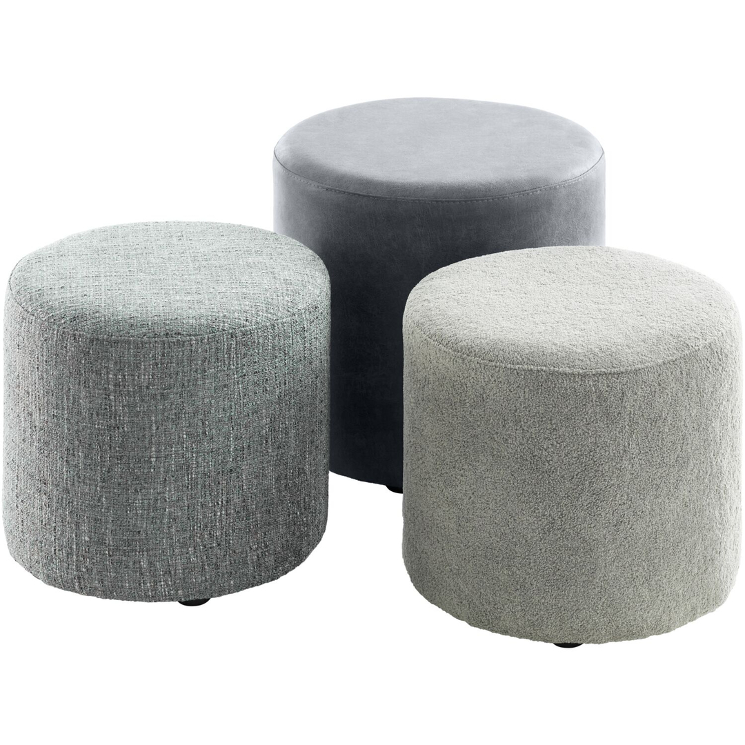 Poef Roby 40 cm donkergrijs rond