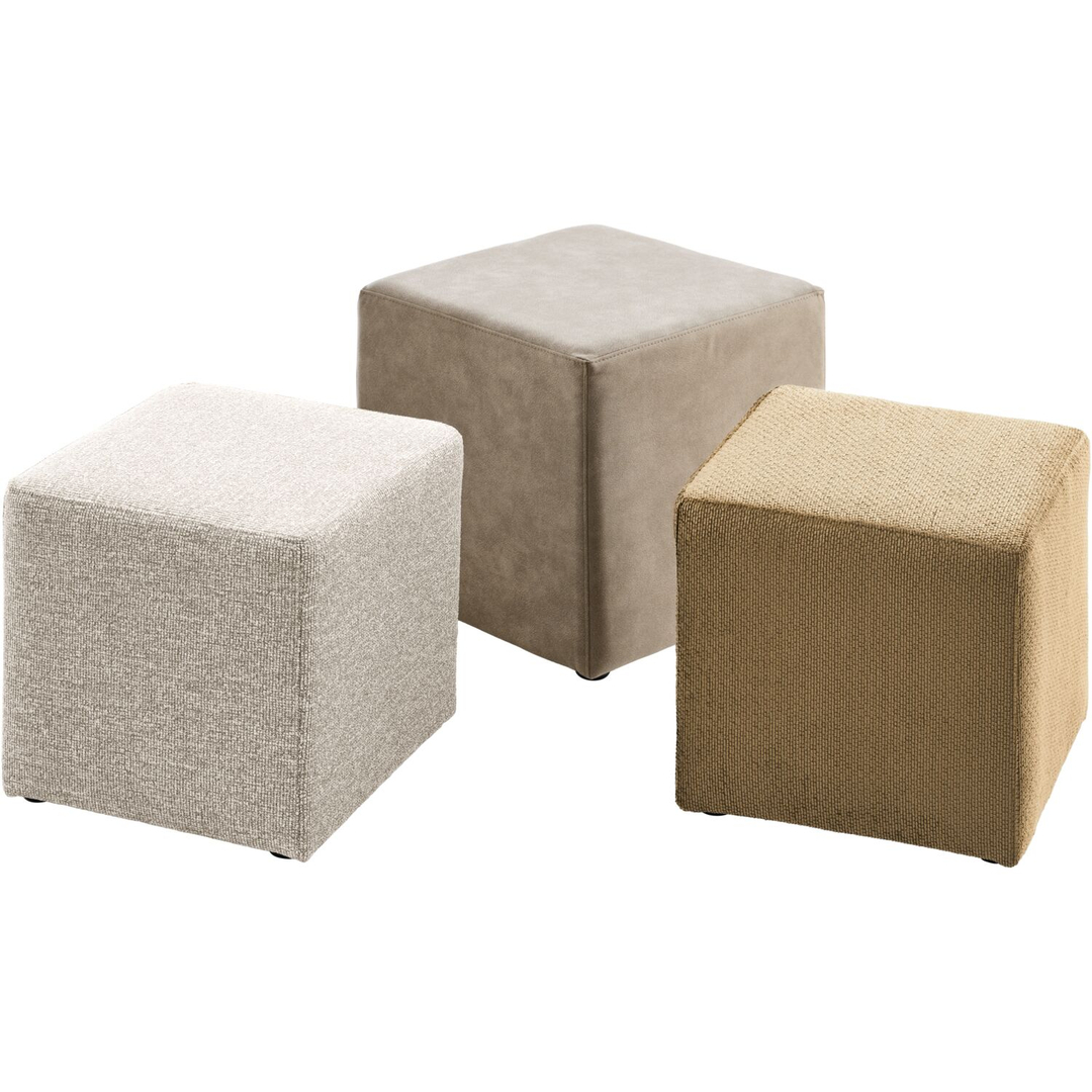 Poef Roby 40x40 cm beige vierkant