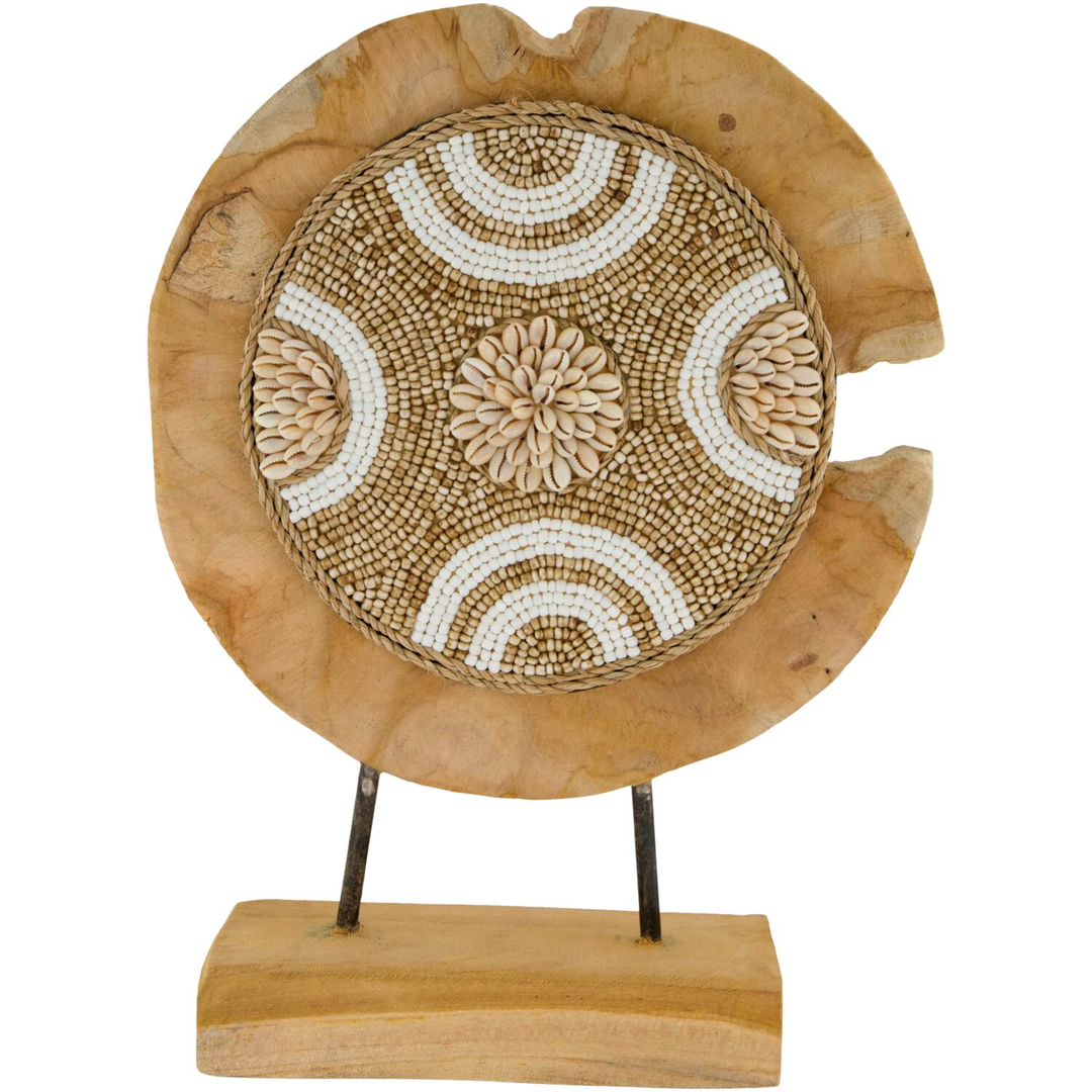 Decoratiebeeld Diveria teakhout met vormpjes
