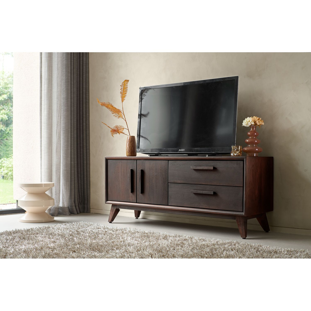 Tv-meubel Tivi donkerbruin mangohout 134 cm