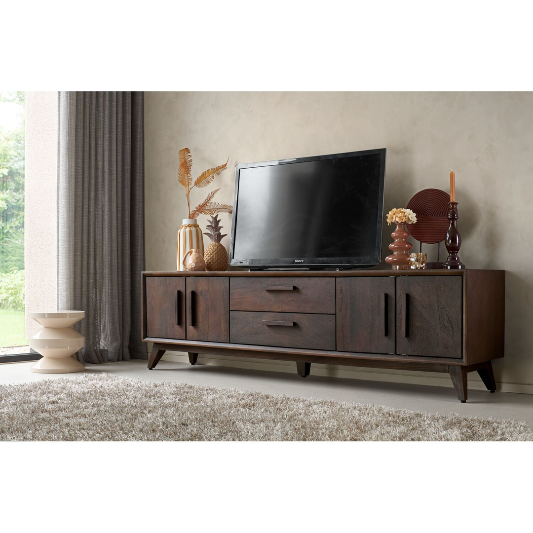 Tv-meubel Tivi donkerbruin mangohout 197 cm