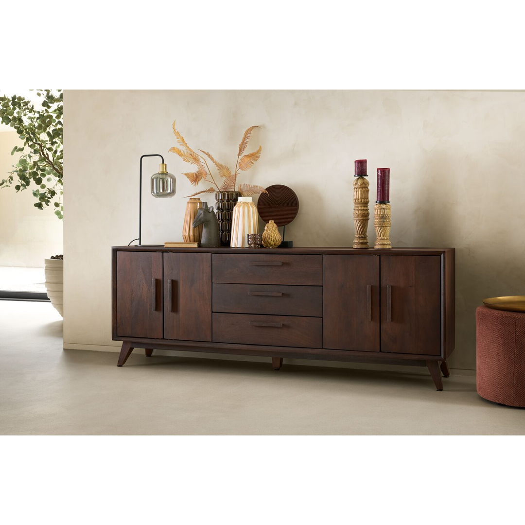 Dressoir Tivi donkerbruin mangohout 72x197x42 cm