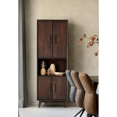 Opbergkast Tivi donkerbruin mangohout 195x69x42 cm