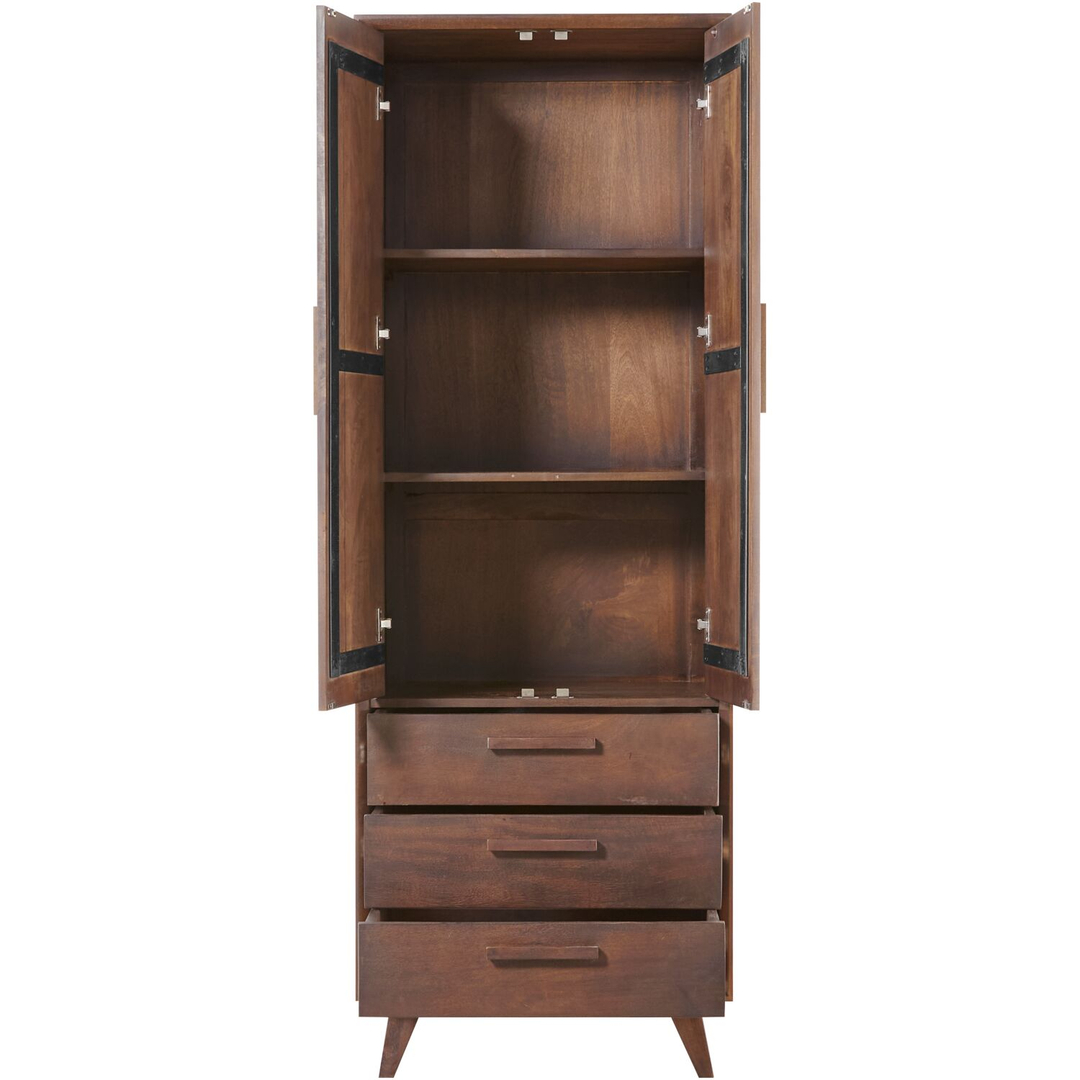 Opbergkast Tivi donkerbruin mangohout 195x69x42 cm 3 lades