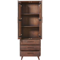 Opbergkast Tivi donkerbruin mangohout 195x69x42 cm 3 lades