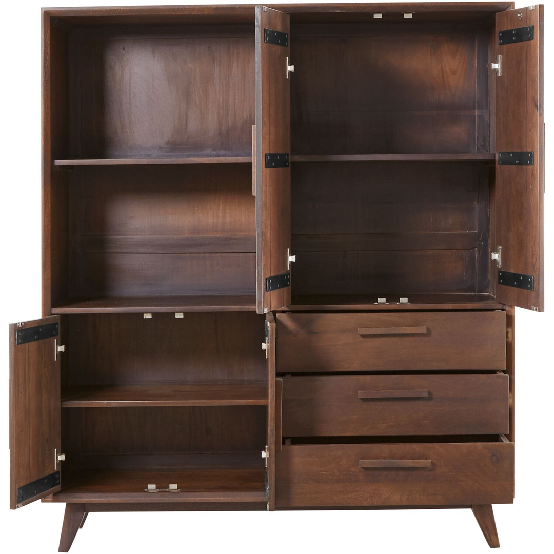 Opbergkast Tivi donkerbruin mangohout 155x134x42 cm