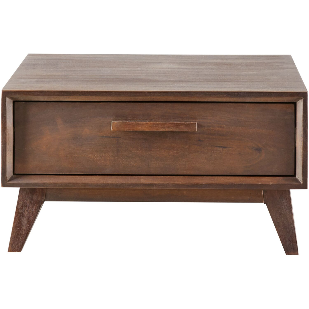 Bijzettafel Tivi donkerbruin mangohout 69x69 cm vierkant