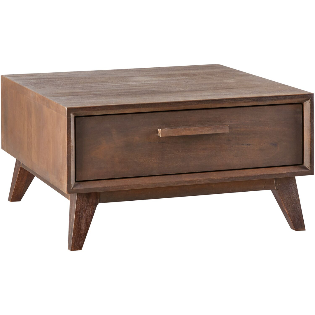 Bijzettafel Tivi donkerbruin mangohout 69x69 cm vierkant